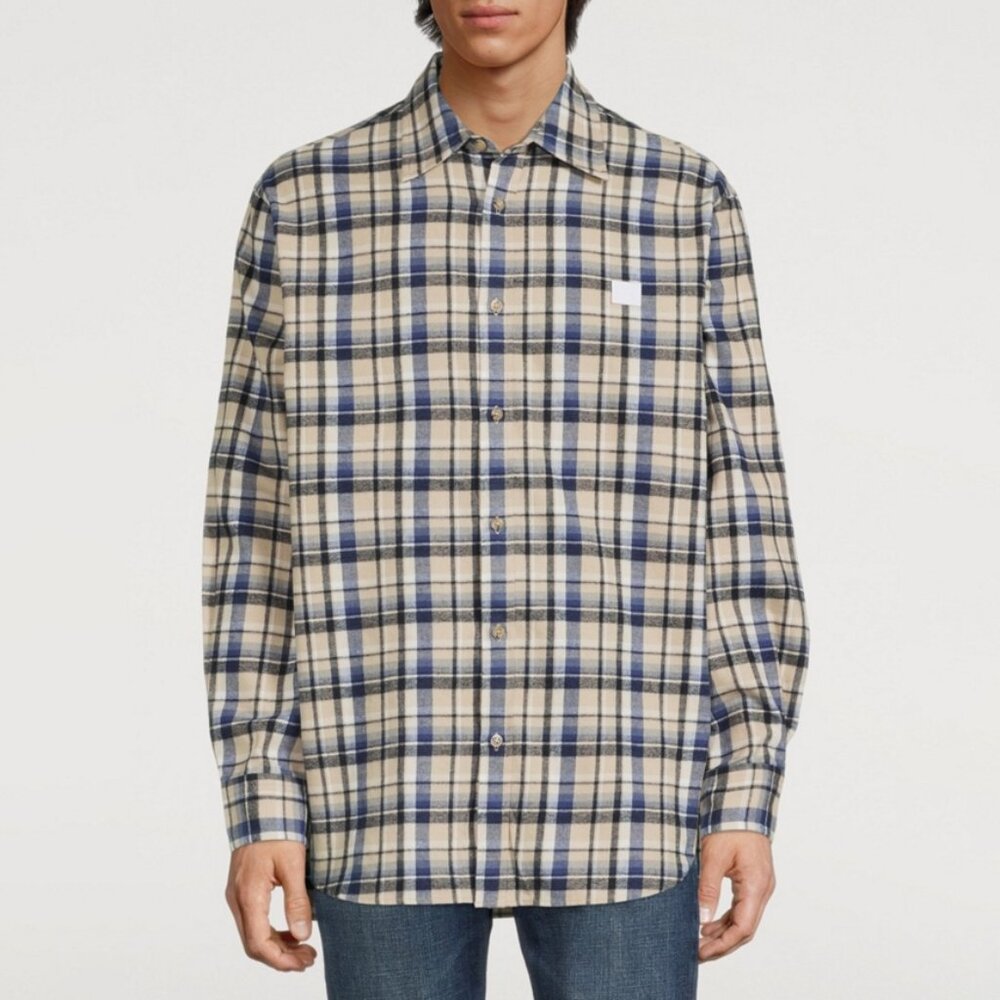 Acne Studios Saco Face Flannel Checked Button Down Shirt S western grunge